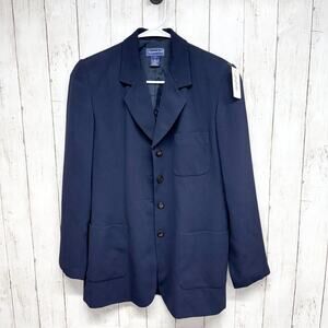 Vtg Charter Club Jacket Women Size 4 Navy Collared 4-Button 3-Pocket Sport Coat